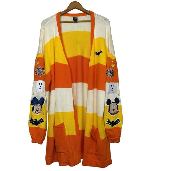 Disney Her Universe Halloween Candy Corn Cardigan Mickey & Minnie Size 2 (18-20) - Picture 1 of 16